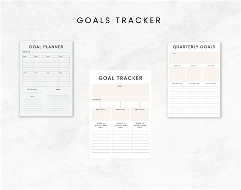 Printable Goal Trackers Beige Etsy