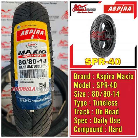 Jual Aspira Maxio SPR 40 SPR40 Ring 14 Tubeless All Size Hard Compound