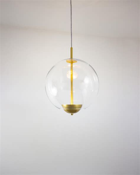 Lustre Pendente Bola Globo Vidro Transparente Cm Dourado