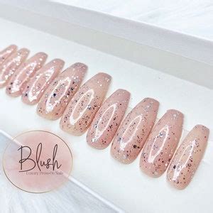 Iced Mocha Nude Luxury Glitter Shiny Glitter Fake Press On Nails Gel Press On Nail Etsy