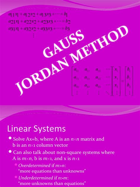 Gauss Jordan Method Pdf System Of Linear Equations Matrix Mathematics