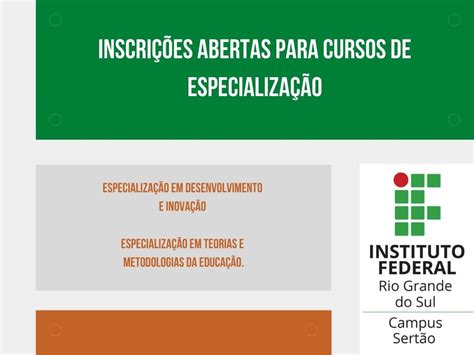 Inscrições Abertas Para Cursos De Especialização Do Campus Sertão