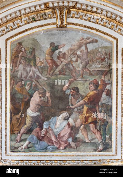 Naples Italy April The Fresco Of Martyrdom Of Apostles St