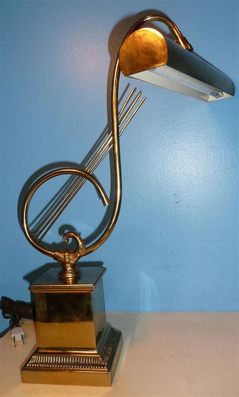 Mid Century Brass Piano Table Lamp Wmusic Note Band Conductor Etsy