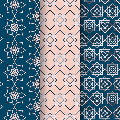 Free Vector Flat Linear Arabic Pattern Collection