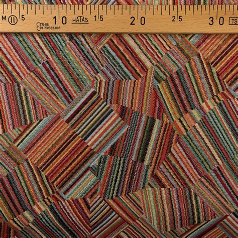 Tissu Jacquard Au M Tre Rayures Abstraites Multicolore Mercerine