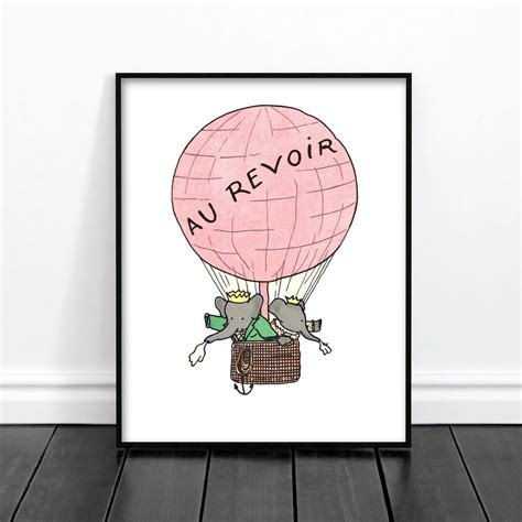 Hot Air Balloon Nursery Wall Art Babar The Elephant Baby Shower