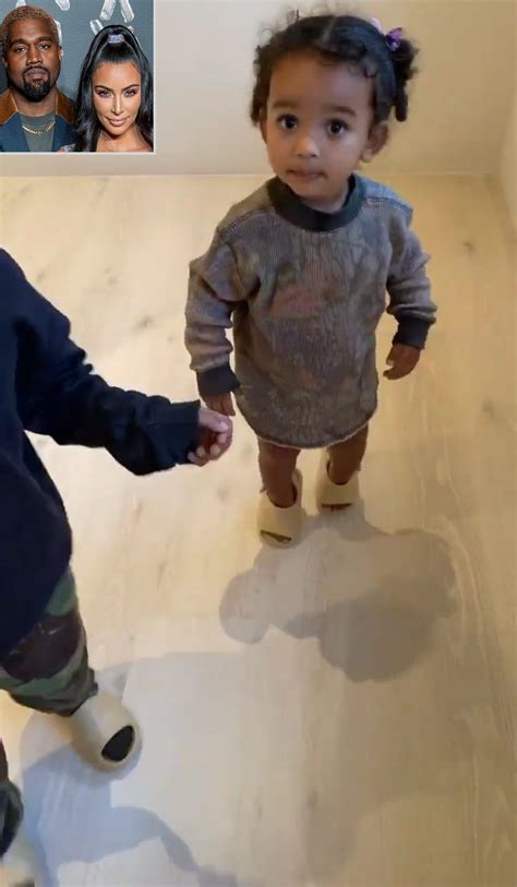 Kim Kardashian and Kanye West's Kids Try on New Yeezy Slides