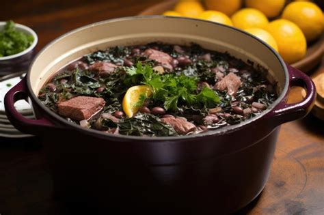 Premium AI Image | Feijoada on the stovetop in a traditional black pot