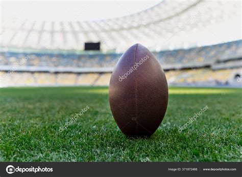 Rugby Ball Green Grass Stadium Copy Space Stock Photo by ©VitalikRadko ...