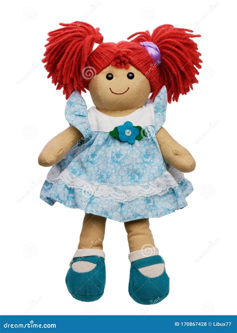 Doll Ragdoll Red Hair Cute Smiling Standing Isolated On White Royalty