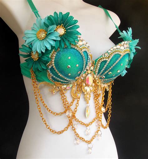 Blue Aqua Glitter Mermaid Bra Aqua Gold With Iridescent Etsy