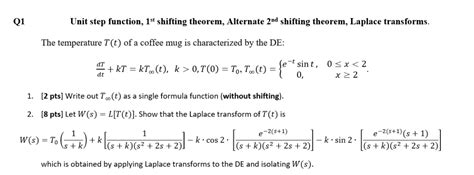 Solved Q1 Unit Step Function 1st Shifting Theorem Chegg