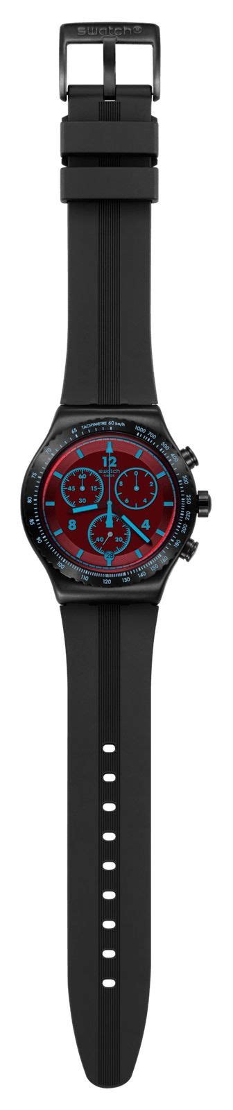 Swatch Crimson Mystique Mm Black Red Solar Spectrum Glass Dial