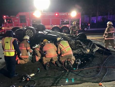 1 Injured After Car Crashes Overturns In Gaithersburg Wtop News