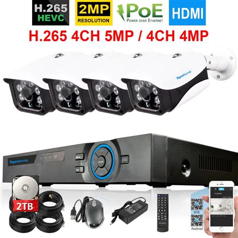 H 265 4CH 48V CCTV NVR System 5MP POE NVR Kit 4pcs 2MP 1920 1080P