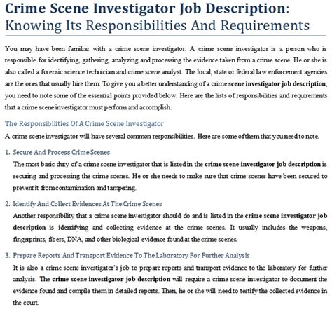 Crime Scene Investigator Job Description Knowing Its Responsibilities