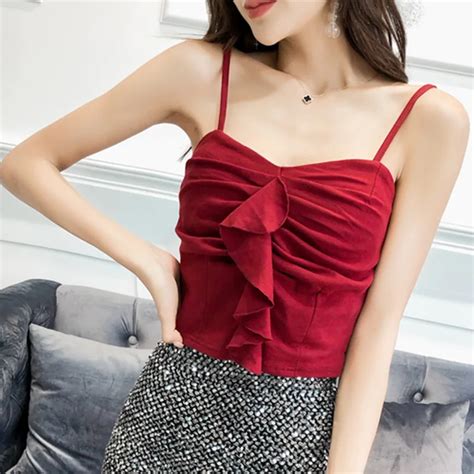 Sexy Women Camis Cotton Spaghetti Top Elegant Woman Ruffle Tube Top Camis Aliexpress