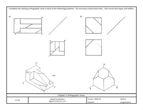 Solved Complete The Missing Orthographic View In Each Of The Chegg