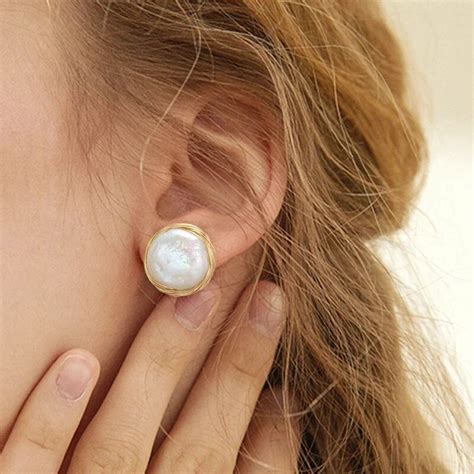 Glseevo Handmade Fresh Water Baroque Pearl Stud Earrings For Women