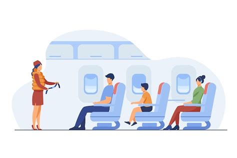 Free Vector Flight Attendant Explaining Safety Instructions