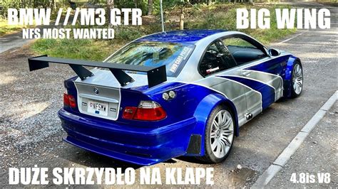 Bmw M3 Gtr Nfs Most Wanted Big Wing Duży Spoiler Skrzydło Na Klapę Lotka Real Life Mw Replika