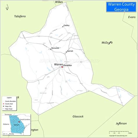 A Map Showing The Location Of Warden County Gargonia And Surrounding Areas