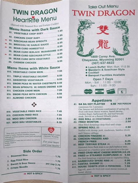 Carta Del Restaurante Twin Dragon Cheyenne