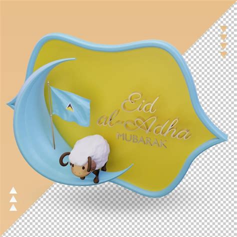 Premium PSD 3d Eid Al Adha St Lucia Flag Rendering Right View