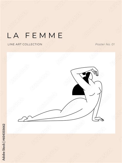 Modern Minimalist Poster Nude Woman Silhouette Abstract Pose Female Body Feminine Figure