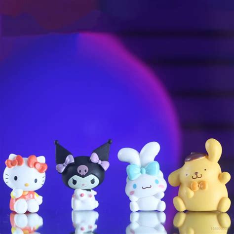 Bộ 4 Mô Hình Nhân Vật Sanrio Kuromi My Melody Purin Hello Kitty Dễ Thương Trang Trí Bánh Kem