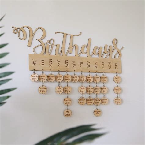 Personalised Wooden Birthday Calendar Birthday Board Etsy