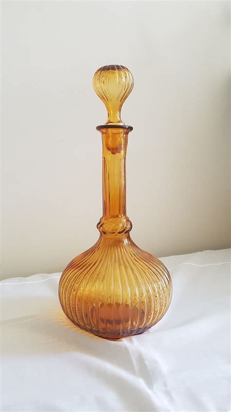 Carafe D Canter En Verre Ambr Italie Vintage Ann Es Etsy France