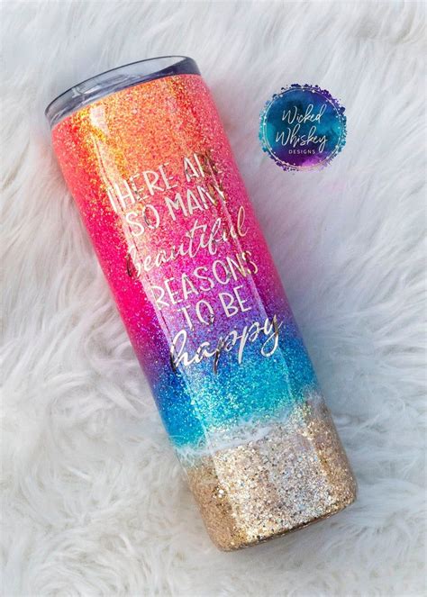 Custom Beach Tumbler Cute Beach Sunset Glitter Tumbler With Straw