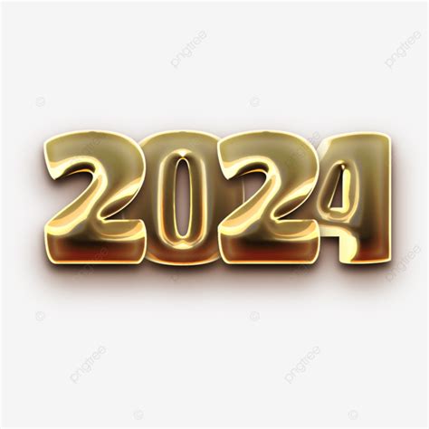 2024 Feliz Año Nuevo Tipografía De Letras Doradas PNG dibujos 2024