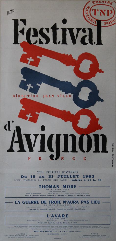 Xvii Festival D Avignon Affiche Originale Entoil E Litho