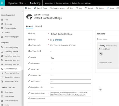 How To Set Up Dynamics For Marketing Content Settings Hitachi