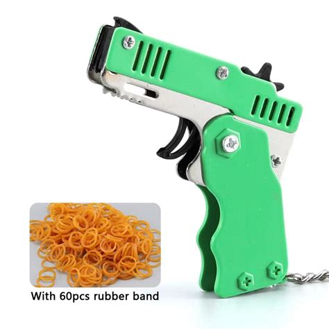 Rubber Band Gun Keychain With 60 Bands Life Changing Products