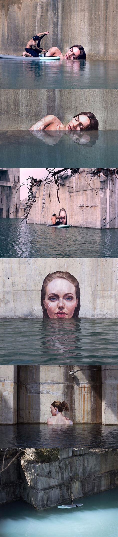 Hyperrealistic Street Artworks Of Women That Appear To Be Submerged In