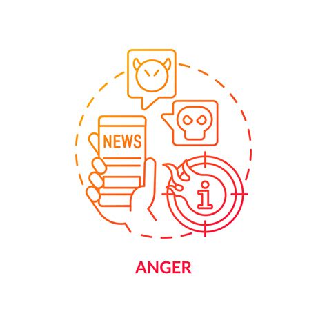 Anger red gradient concept icon. Infoxication issue. Media fatigue