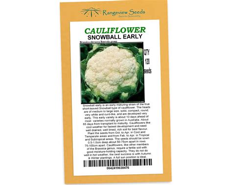 Cauliflower Snowball Early Rangeview Seeds Gardensonline