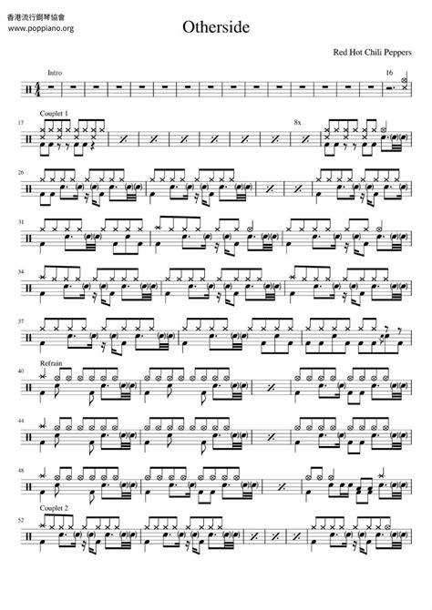Red Hot Chili Peppers Otherside 鼓譜pdf 香港流行鋼琴協會琴譜下載