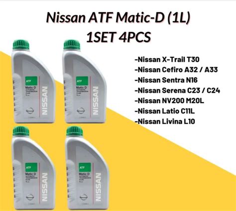 Nissan Matic D Automatic Transmission Fluid Atf 1 Litre 4 Botol Sets