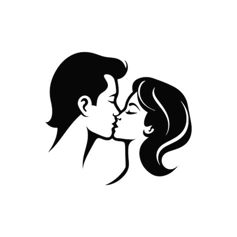 Premium Vector Man Woman Couple Kissing Silhouette