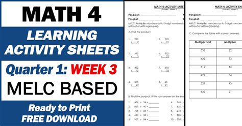 Activity Sheets For Grade Math Th Quarter