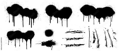 Isolated Spray Graffiti Stencil Template Isolated Grunge Set Very