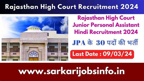 Rajasthan High Court Junior Personal Assistant Hindi Recruitment 2024