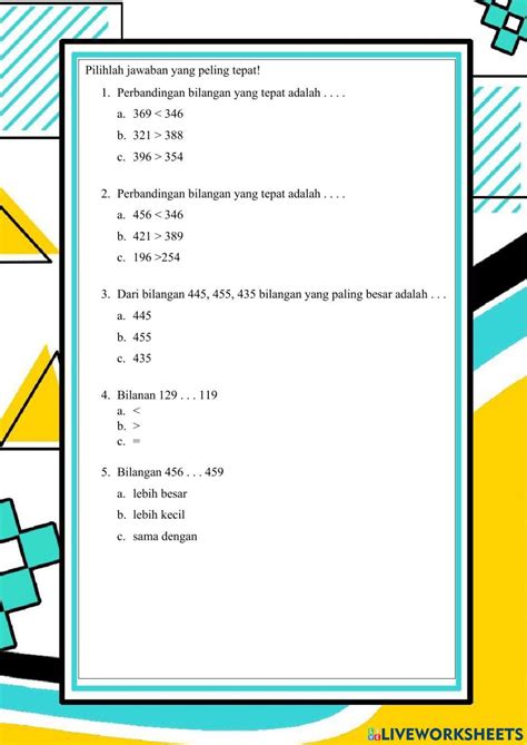 Membandingkan Bilangan Tiga Angka Online Exercise For Live Worksheets