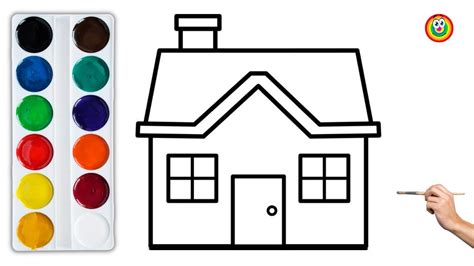 How To Draw A House Coloring For Kids And Toddlers How To Draw Easy