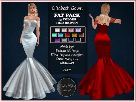 Second Life Marketplace Elisabeth Gown Fat Pack Demo